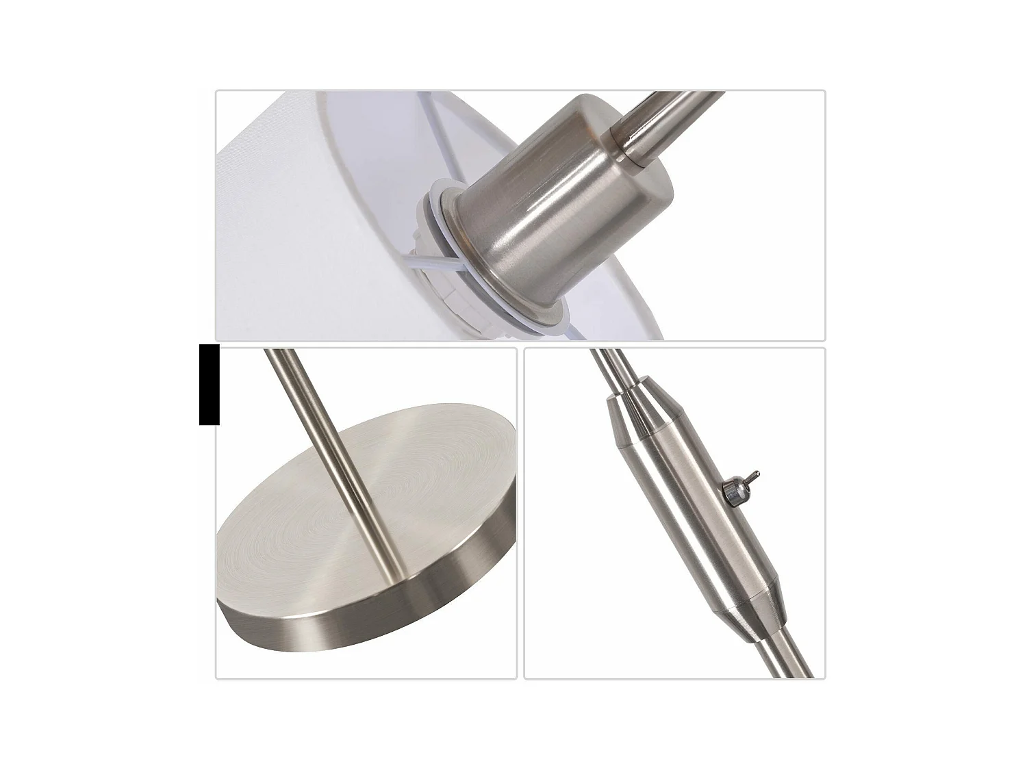 NETTLIFE Lampe sur pied salon vintage noire, lampadaire moderne en tissu avec arc pivotant à 360°, interrupteur basculant E14,  sans ampoule.