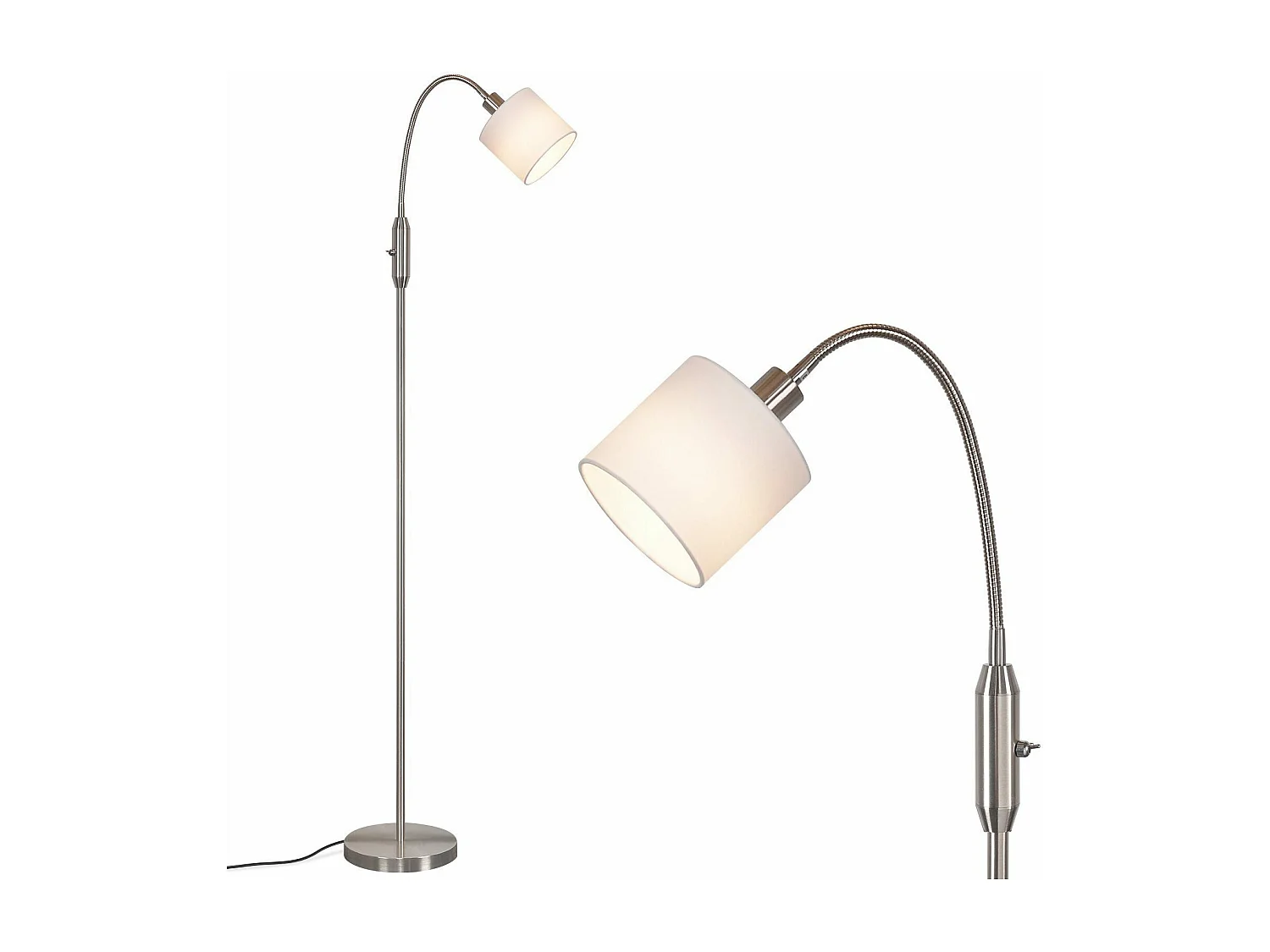 Schwarze Vintage-Stehlampe aus Stoff mit 360° drehbarem Bogen für weiches und dekoratives Licht