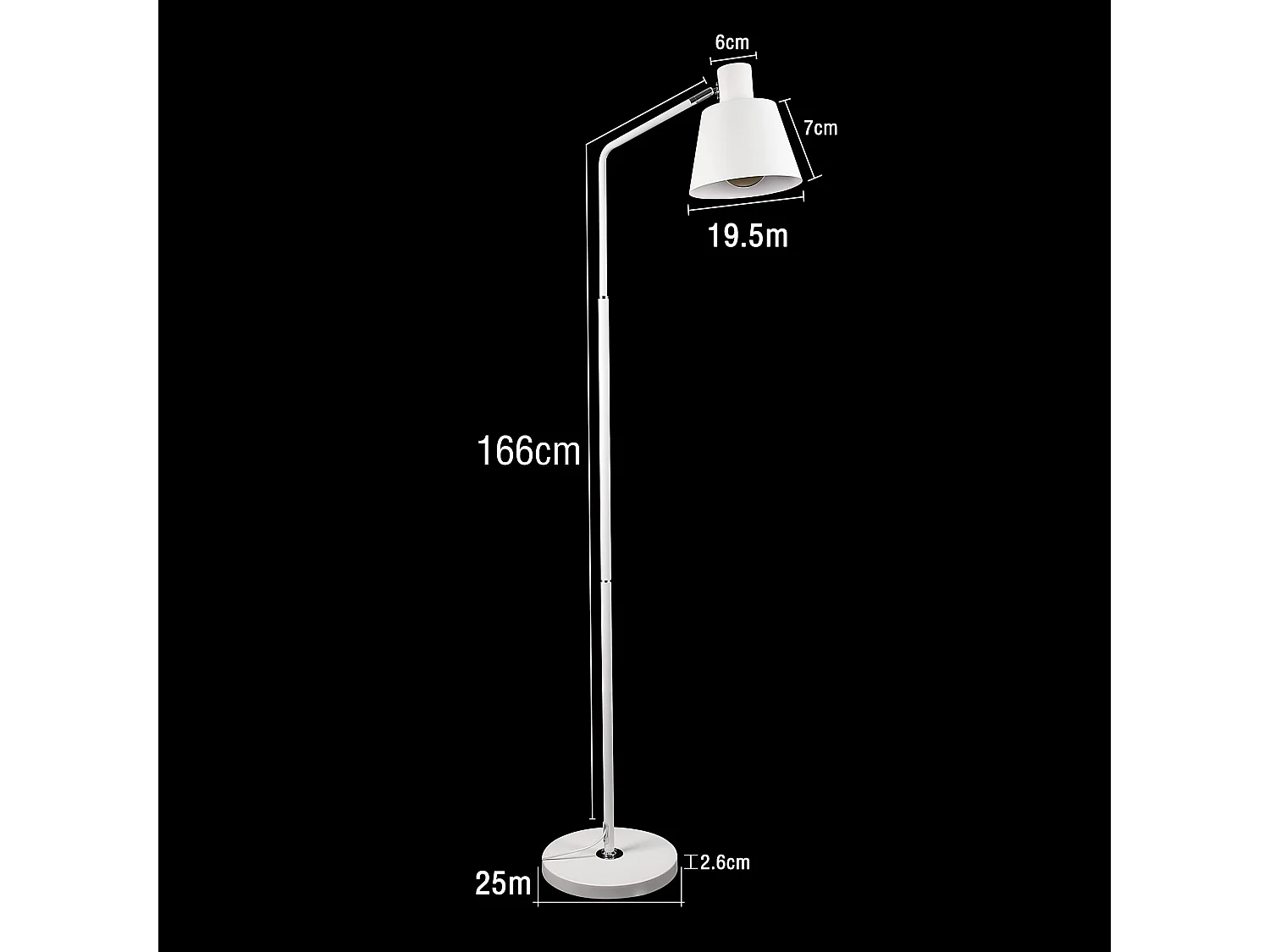 NETTLIFE, Staanlamp voor de woonkamer, vintage - staanlamp - 166 cm, retro - design, witte metalen staanlamp met E27 - voet, maximaal 40 W.