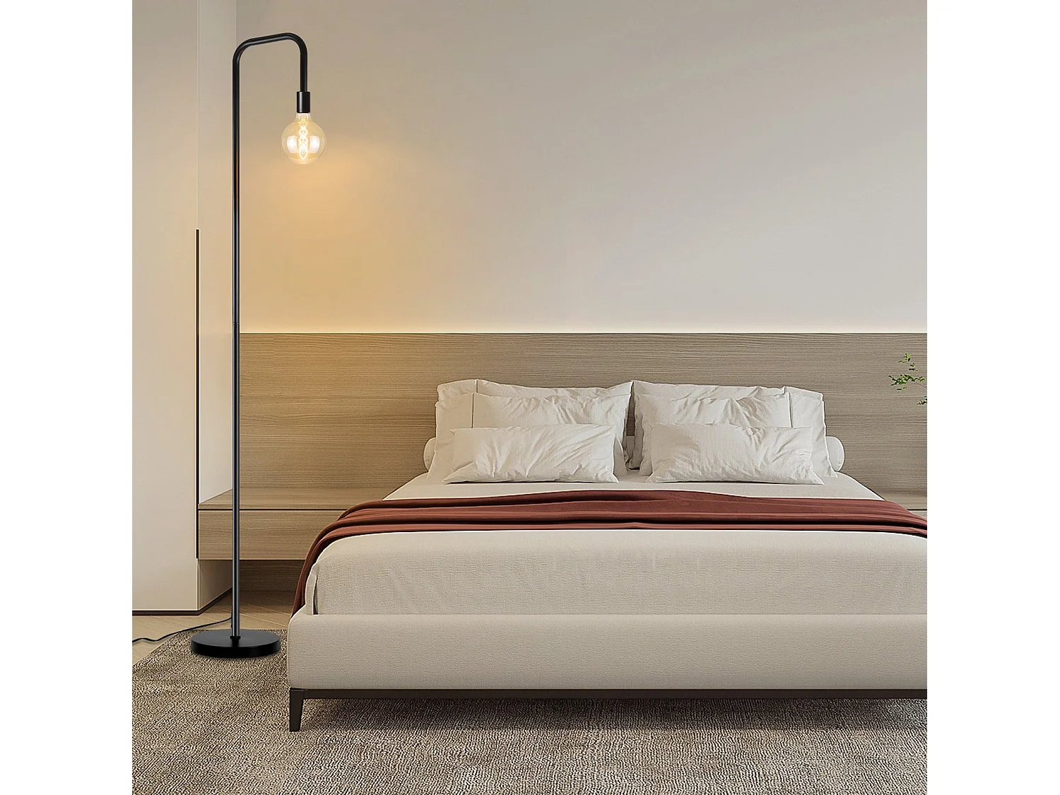 NETTLIFE Lampadaire Salon Vintage Lampadaire noir avec interrupteur à pied Métal industriel E27 Lampadaire design Lampe de salon