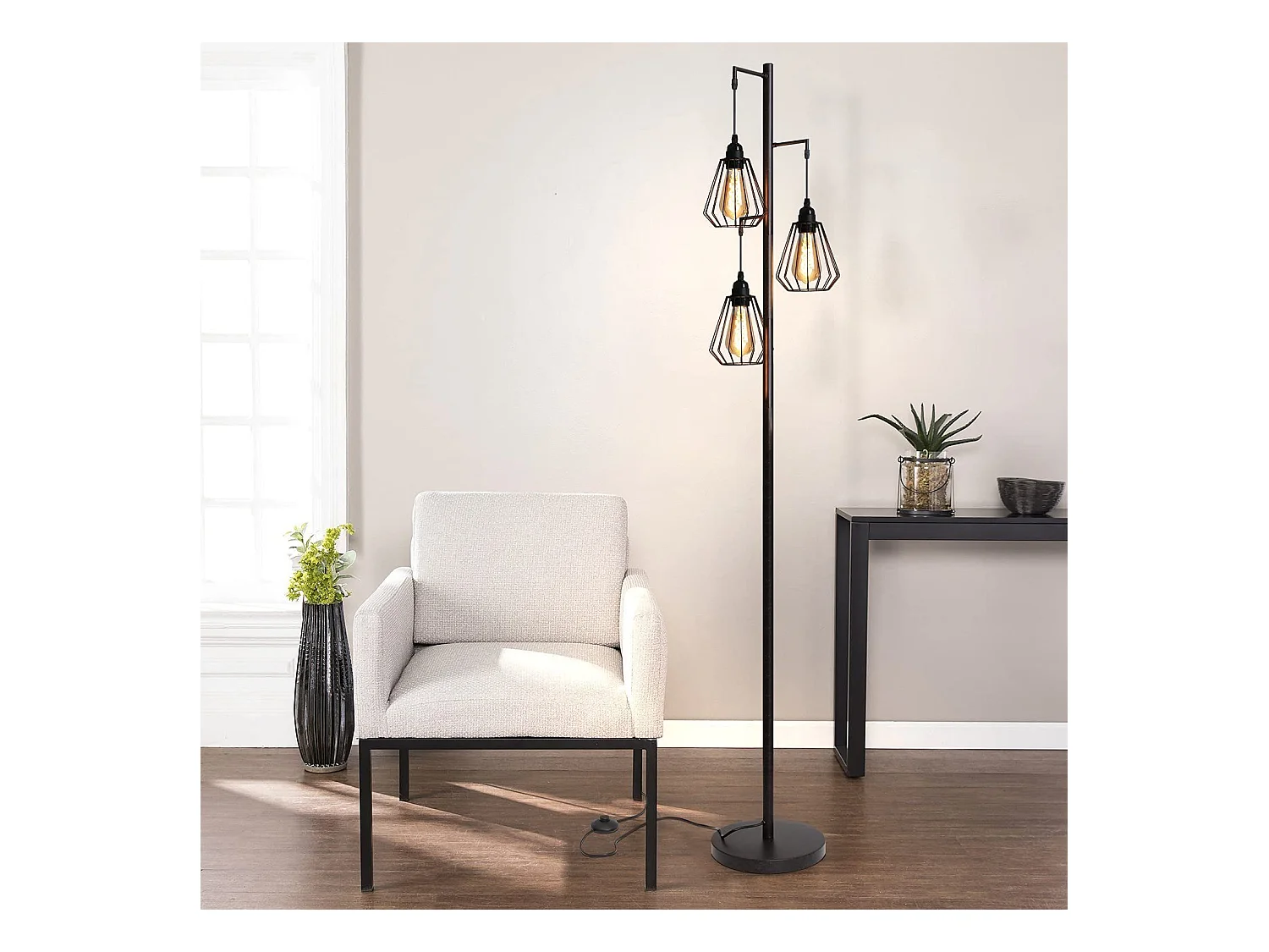 NETTLIFE Lampadaire Salon Lampadaire Vintage Noir - Vintage E27 Design Lampadaire Industriel 163CM Métal Chambre Lampadaire