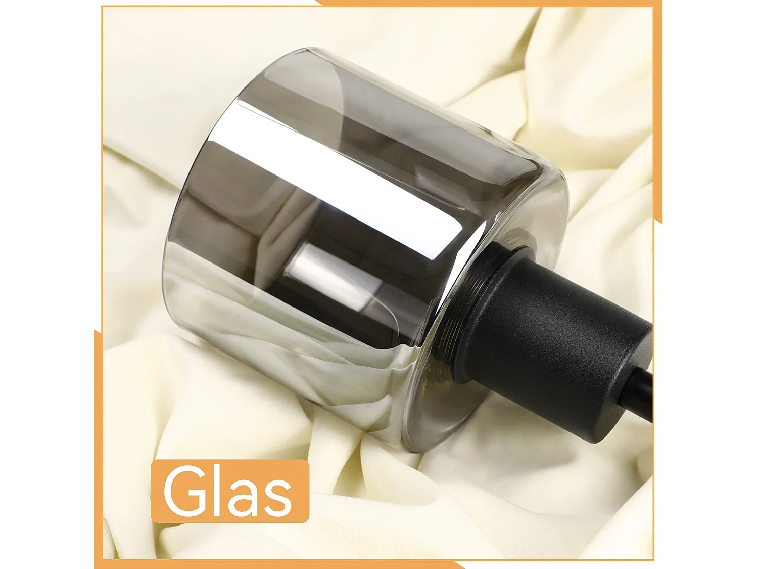 Pendelleuchte aus schwarzem Glas, Durchmesser 68 cm, E27, Vintage, 3-flammig, Esszimmerlampe