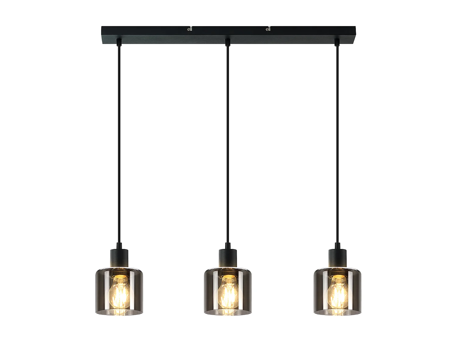 NETTLIFE Suspension Verre Noir Diam.68 cm E27 Vintage 3 Ampoules Lampe de Salle à Manger Lampe à Industrielle Rétro pour Salon Hôtel Bureau