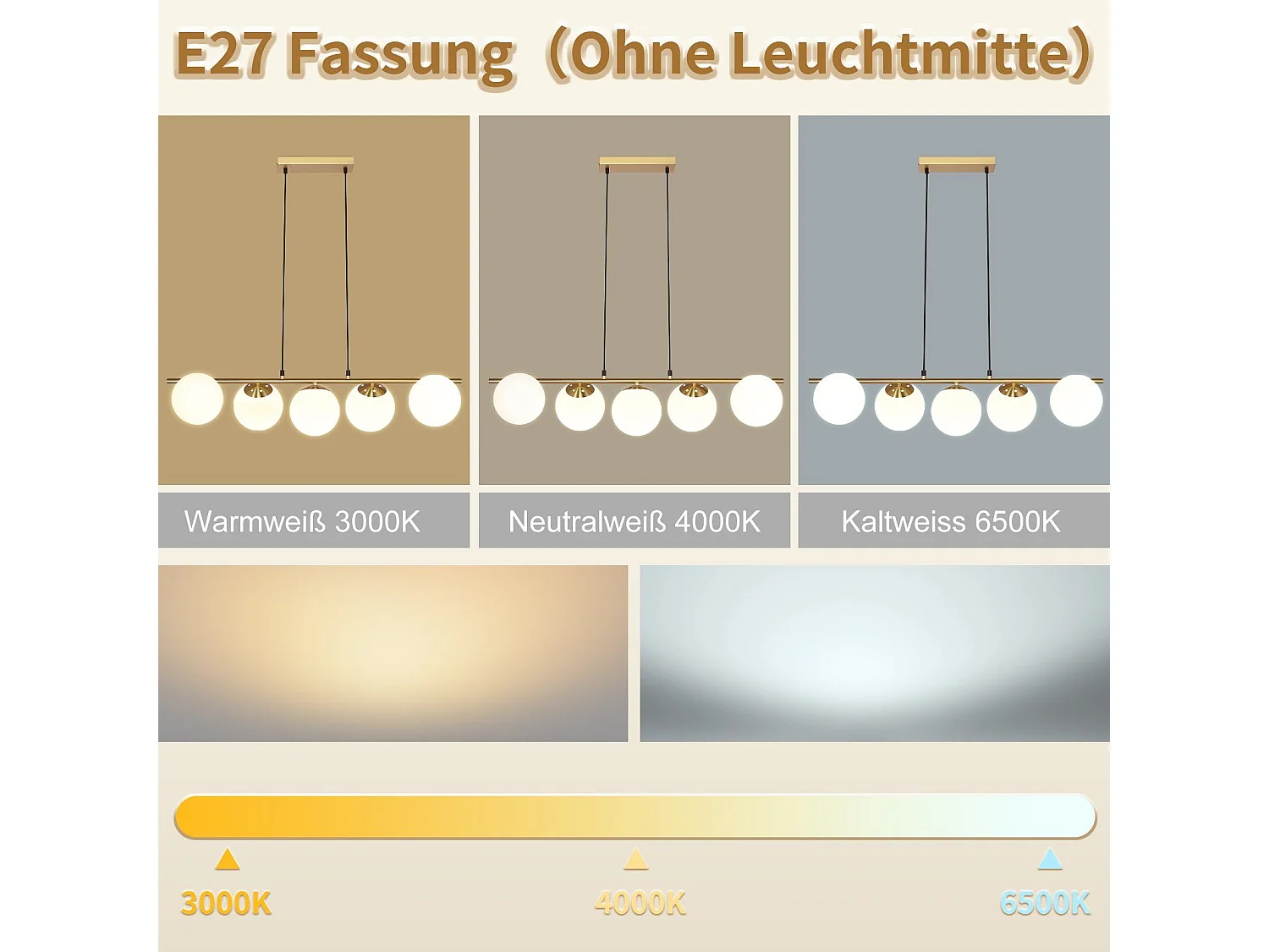 NETTLIFE Hanglamp modern - 5xE27 - glazen - goud - 150CM in hoogte verstelbaar eettafel lamp - voor woonkamer bar - zonder lampen