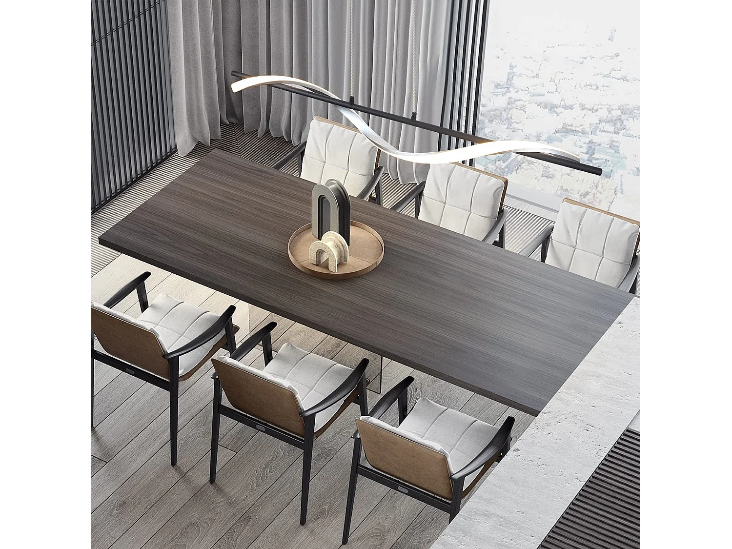 NETTLIFE moderne dimbare LED - Halterung, 22 W, silber, Durchmesser 100 cm, aus Aluminium, wellenförmiges Design, höhenverstellbar für Esszimmer und Schlafzimmer.