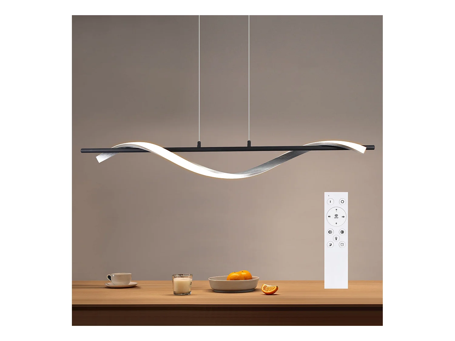 NETTLIFE LED Hanglamp zilver 3000-6500K dimbaar modern hanglamp met afstandsbediening 22W eettafel lamp 150CM in hoogte verstelbaar