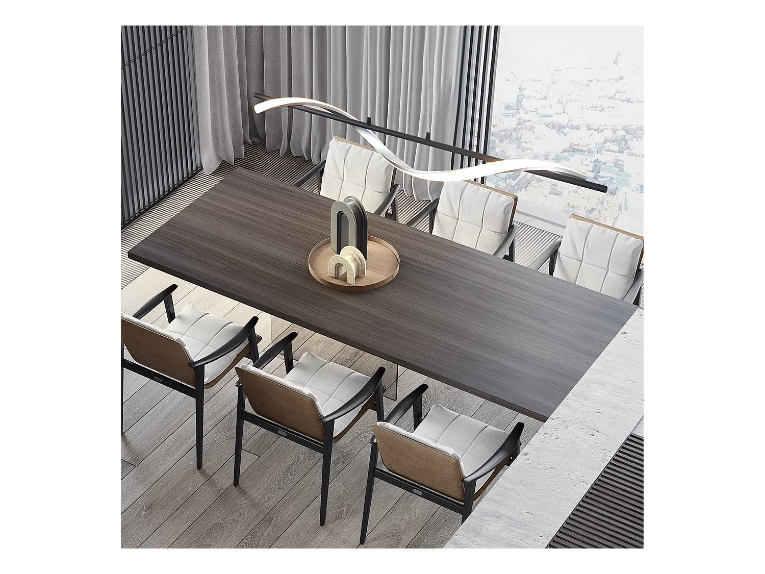 NETTLIFE Suspension LED moderne dimmable 22 W argenté Diam.100 cm aluminium Design ondulé réglable en hauteur pour salle à manger chambre