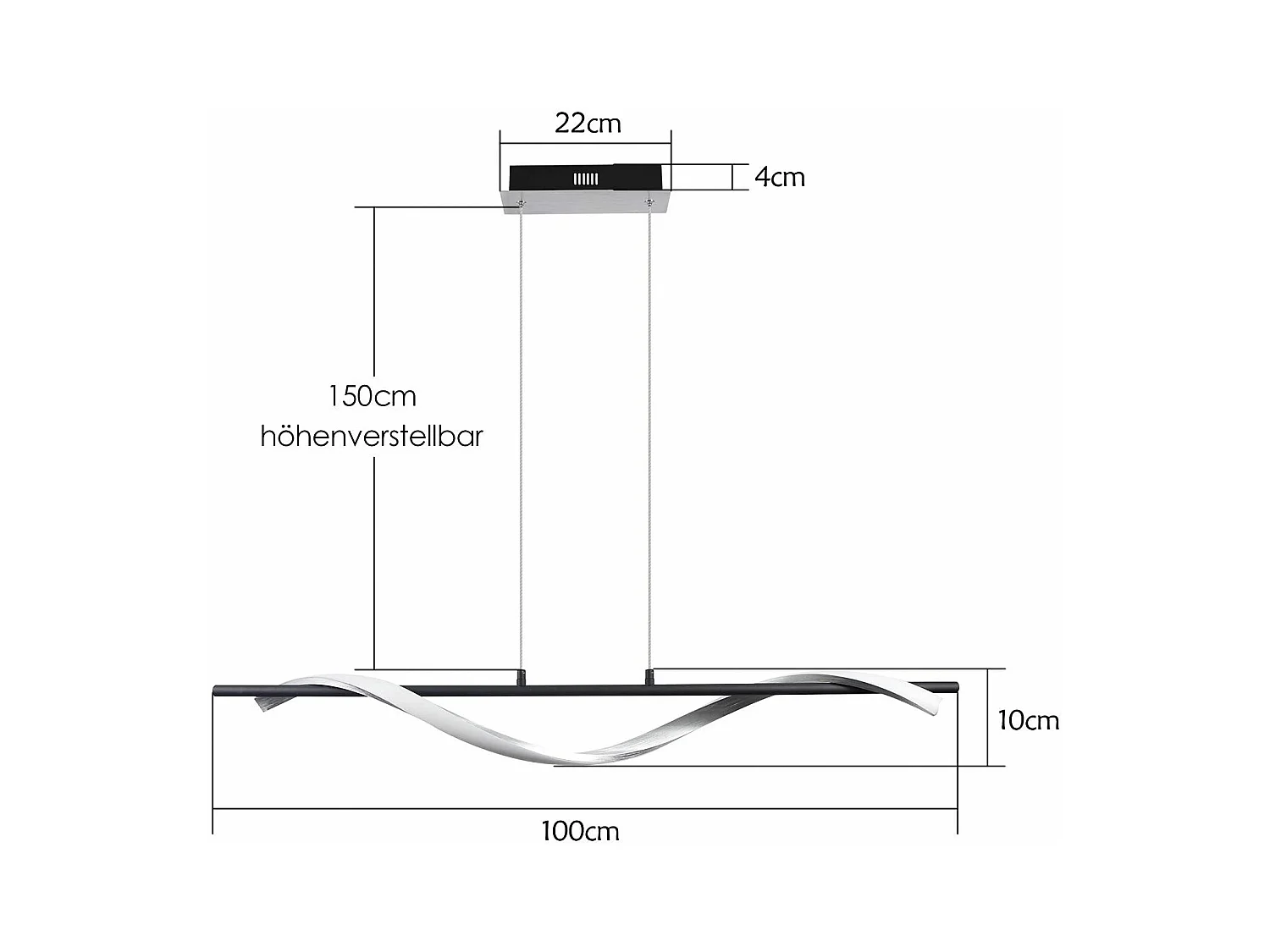 NETTLIFE Suspension LED moderne dimmable 22 W argenté Diam.100 cm aluminium Design ondulé réglable en hauteur pour salle à manger chambre