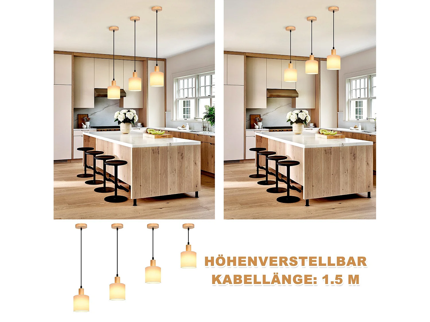 NETTLIFE Lámpara colgante de madera blanca diámetro 173 cm E14 1 llama lámpara rústica vintage para habitación  lámpara de tela para salón