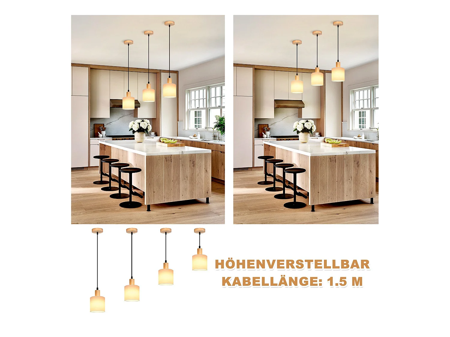 NETTLIFE Suspension bois blanc diamètre 173 cm E14 1 flamme lampe de salle à vintage rustique cuisine couloir lampe tissu pour salon restaurant