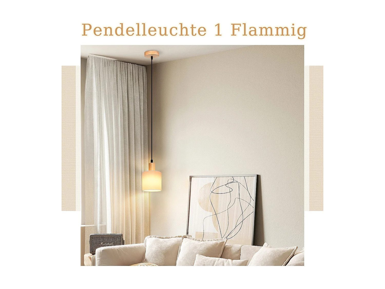 NETTLIFE Suspension bois blanc diamètre 173 cm E14 1 flamme lampe de salle à vintage rustique cuisine couloir lampe tissu pour salon restaurant