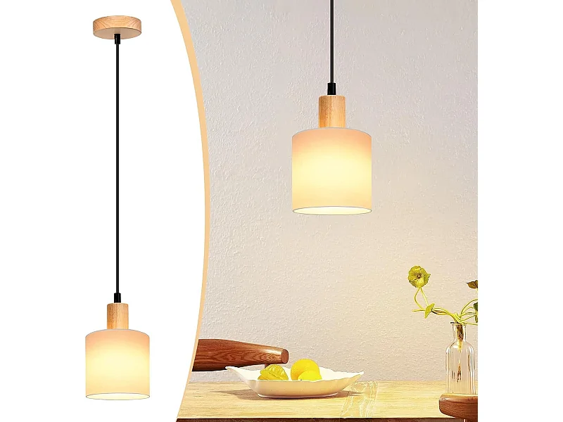 NETTLIFE Suspension bois blanc diamètre 173 cm E14 1 flamme lampe de salle à vintage rustique cuisine couloir lampe tissu pour salon restaurant