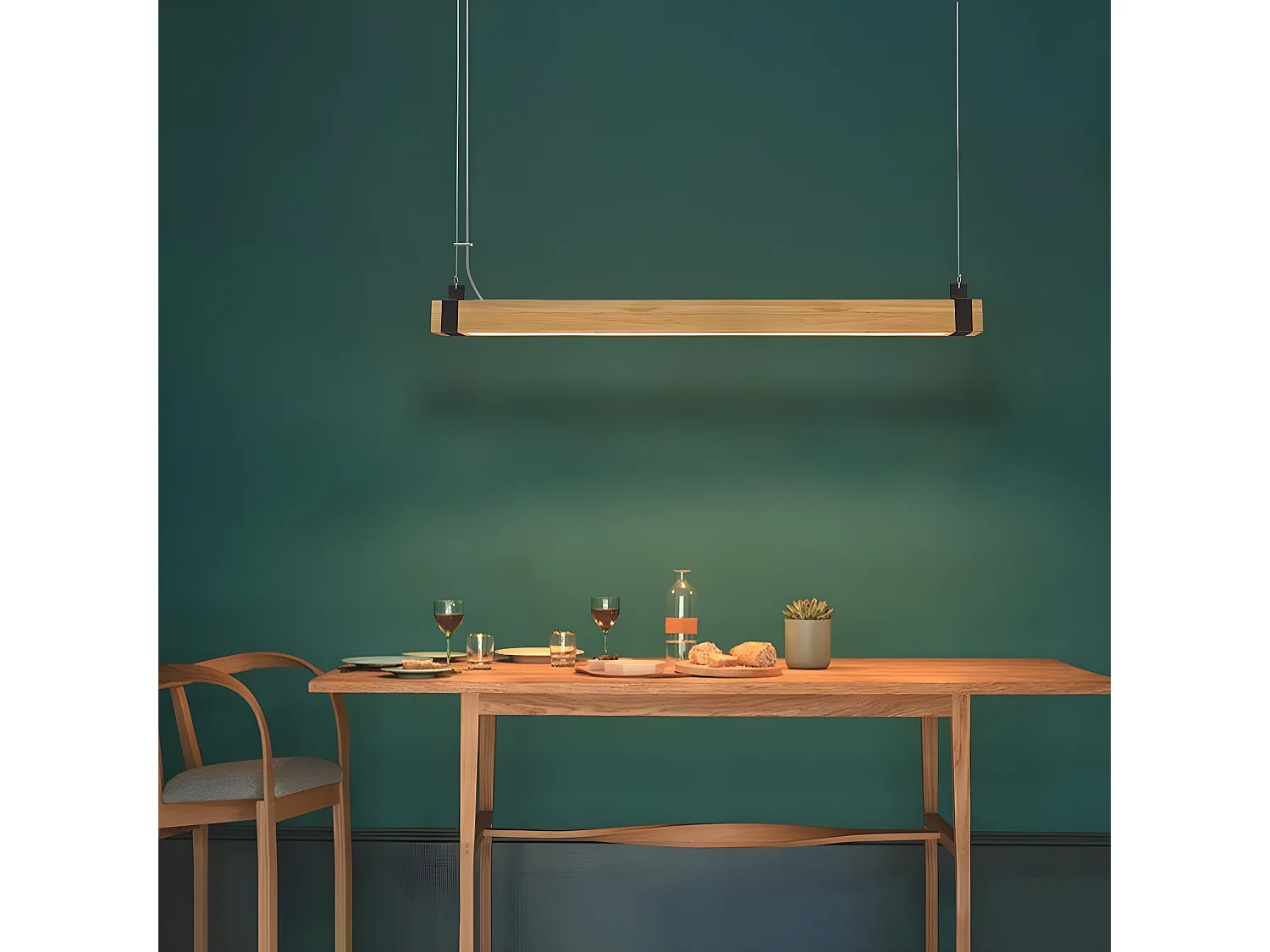 NETTLIFE Vintage lampa wisząca LED z możliwością przyciemniania średnica 100CM drewno i metal 19W przemysłowa lampa do jadalni do salonu sypialnia biuro