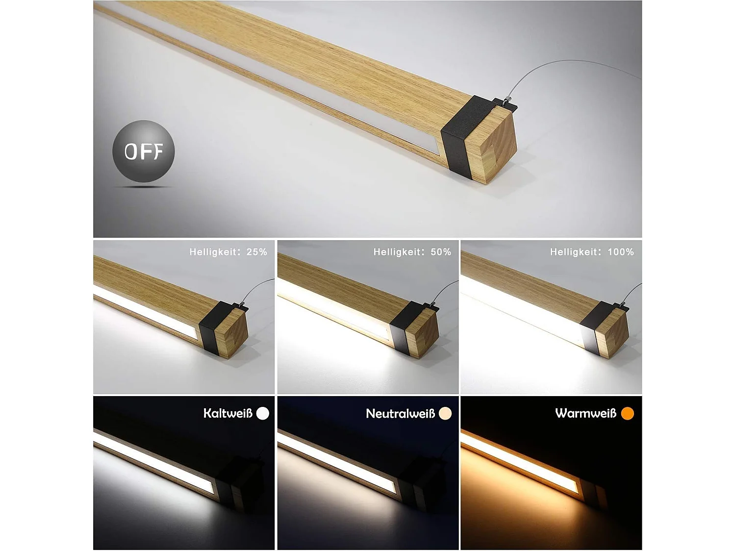 NETTLIFE Vintage lampa wisząca LED z możliwością przyciemniania średnica 100CM drewno i metal 19W przemysłowa lampa do jadalni do salonu sypialnia biuro