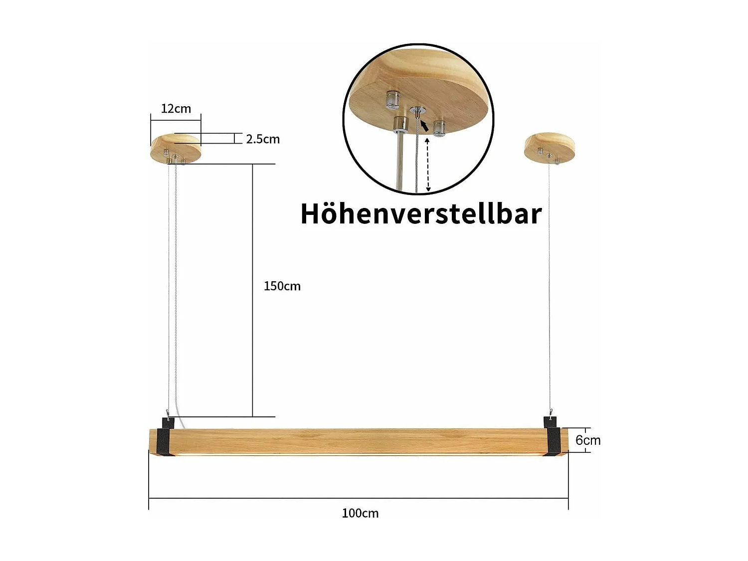NETTLIFE Vintage lampa wisząca LED z możliwością przyciemniania średnica 100CM drewno i metal 19W przemysłowa lampa do jadalni do salonu sypialnia biuro