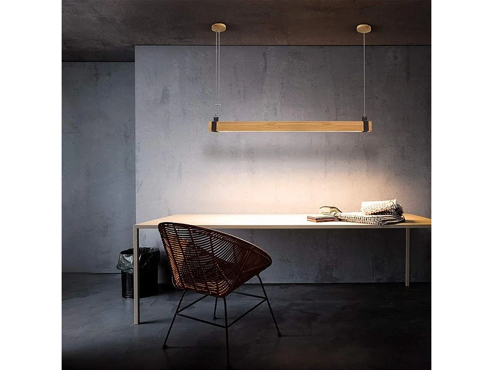 NETTLIFE Vintage lampa wisząca LED z możliwością przyciemniania średnica 100CM drewno i metal 19W przemysłowa lampa do jadalni do salonu sypialnia biuro