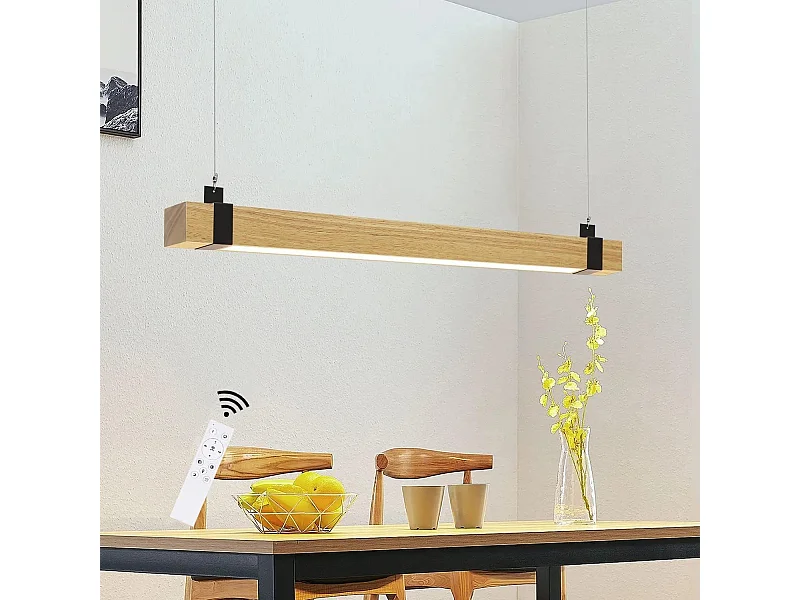 NETTLIFE Suspension LED Vintage Dimmable Diam.100CM Bois et Métal 19W Industrielle Lampe de Salle à Manger pour Salon Chambre Bureau