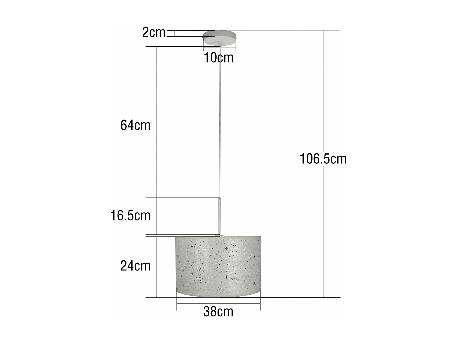 NETTLIFE Hanglamp E27 fitting wit Moderne hanglamp met stoffen lampenkap hanglamp in sterrenhemel  eetkamerlamp Ø38CM voor slaapkamer woonkamer zonder gloeilampen