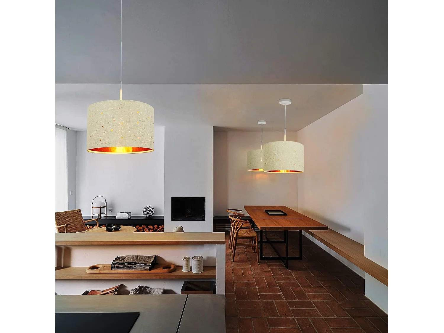 NETTLIFE Hanglamp E27 fitting wit Moderne hanglamp met stoffen lampenkap hanglamp in sterrenhemel  eetkamerlamp Ø38CM voor slaapkamer woonkamer zonder gloeilampen