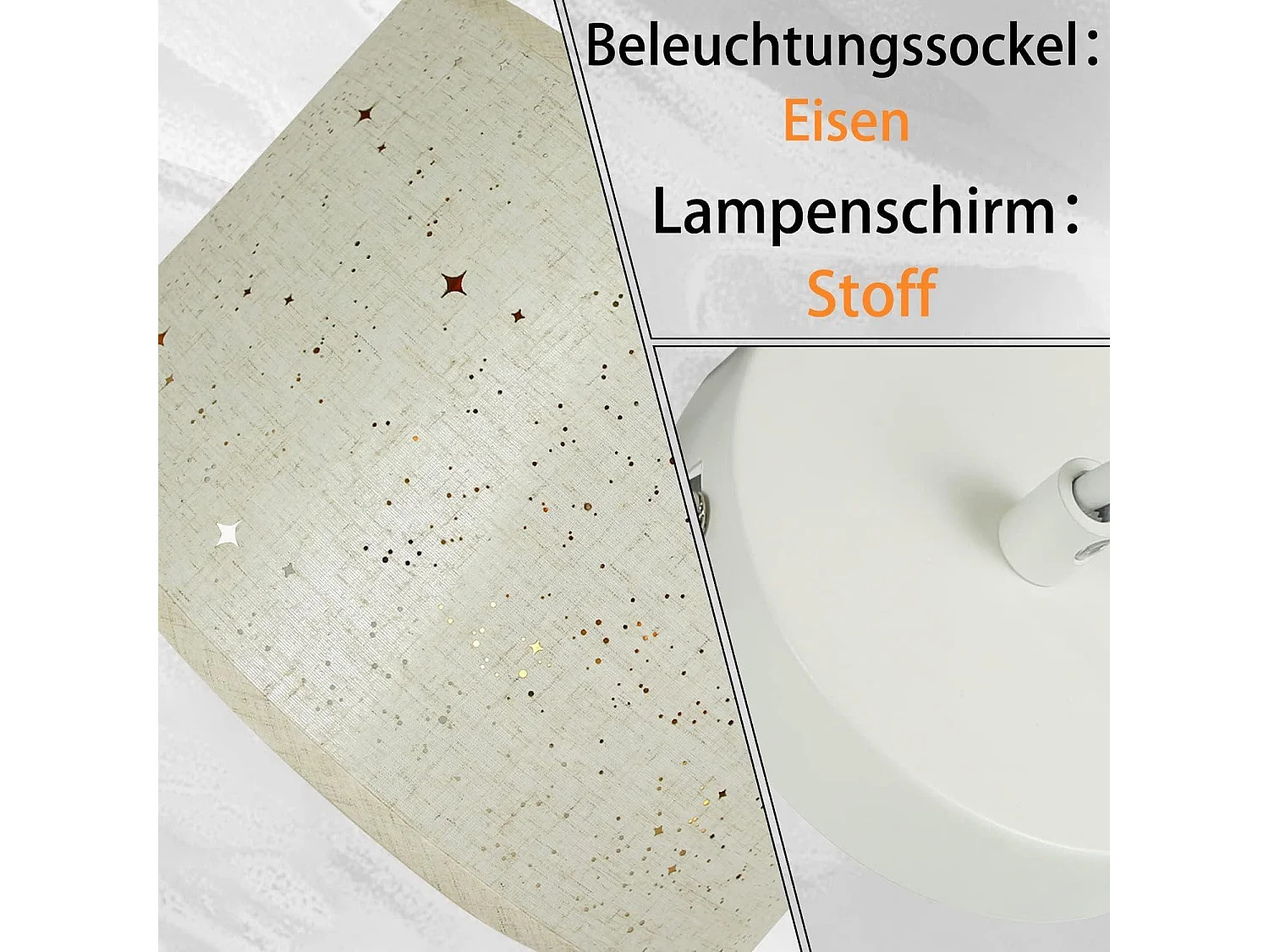 NETTLIFE suspension métal blanc Diam.38cm E27 38CM moderne avec abat-jour en tissu douille design ciel étoilé pour chambre salon - sans ampoule