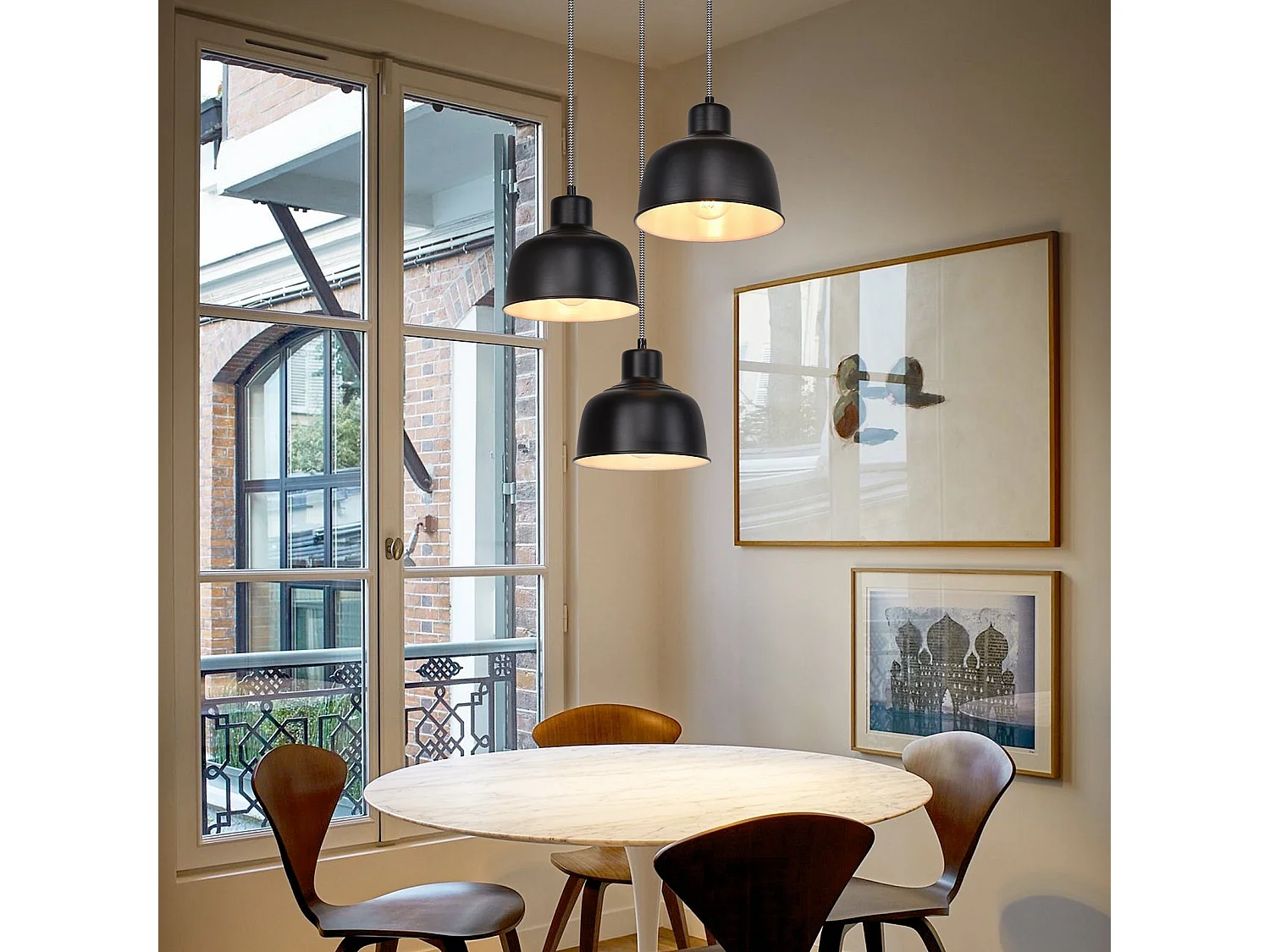 NETTLIFE Metall Pendelleuchte Diam.17,8cm E27 Schwarz Vintage Industrie Retro Küchenlampe 3 Flammig für Esszimmer Schlafzimmer Wohnzimmer Küche Hotel