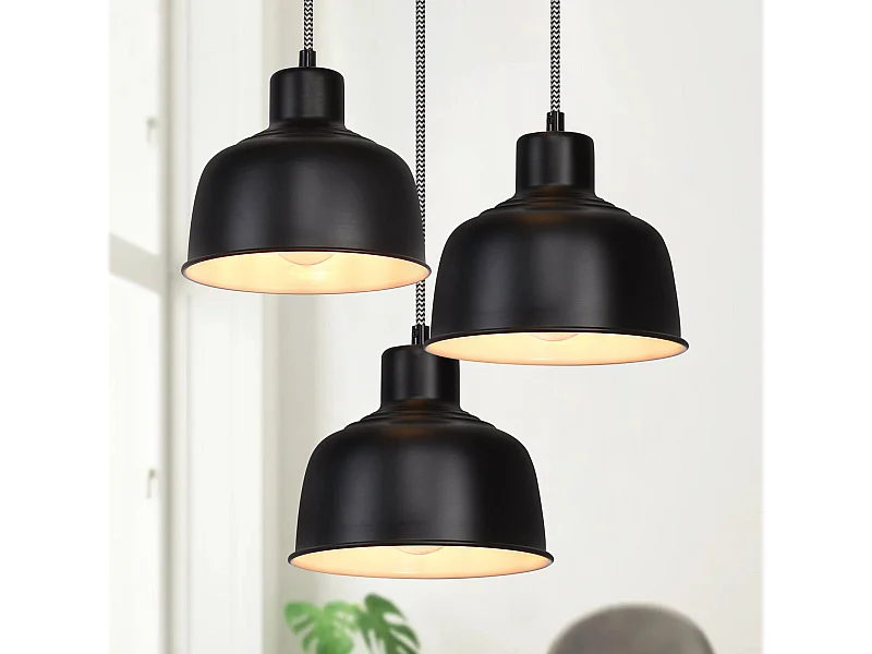 NETTLIFE Hanglamp - 3xE27 - in hoogte verstelbare - zwart - vintage eettafel hanglamp - voor eetkamer | slaapkamer | woonkamer | keuken | hotel
