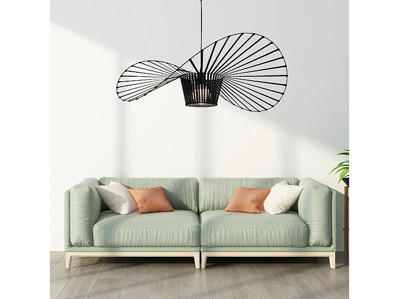 NETTLIFE Hanglamp - 100cm - Zwart - E27 fitting - Hoed Lampenkap Design - Eettafel Hanglamp - Modern Kroonluchter - Voor Woonkamer | Keuken | Eetkamer | Slaapkamer