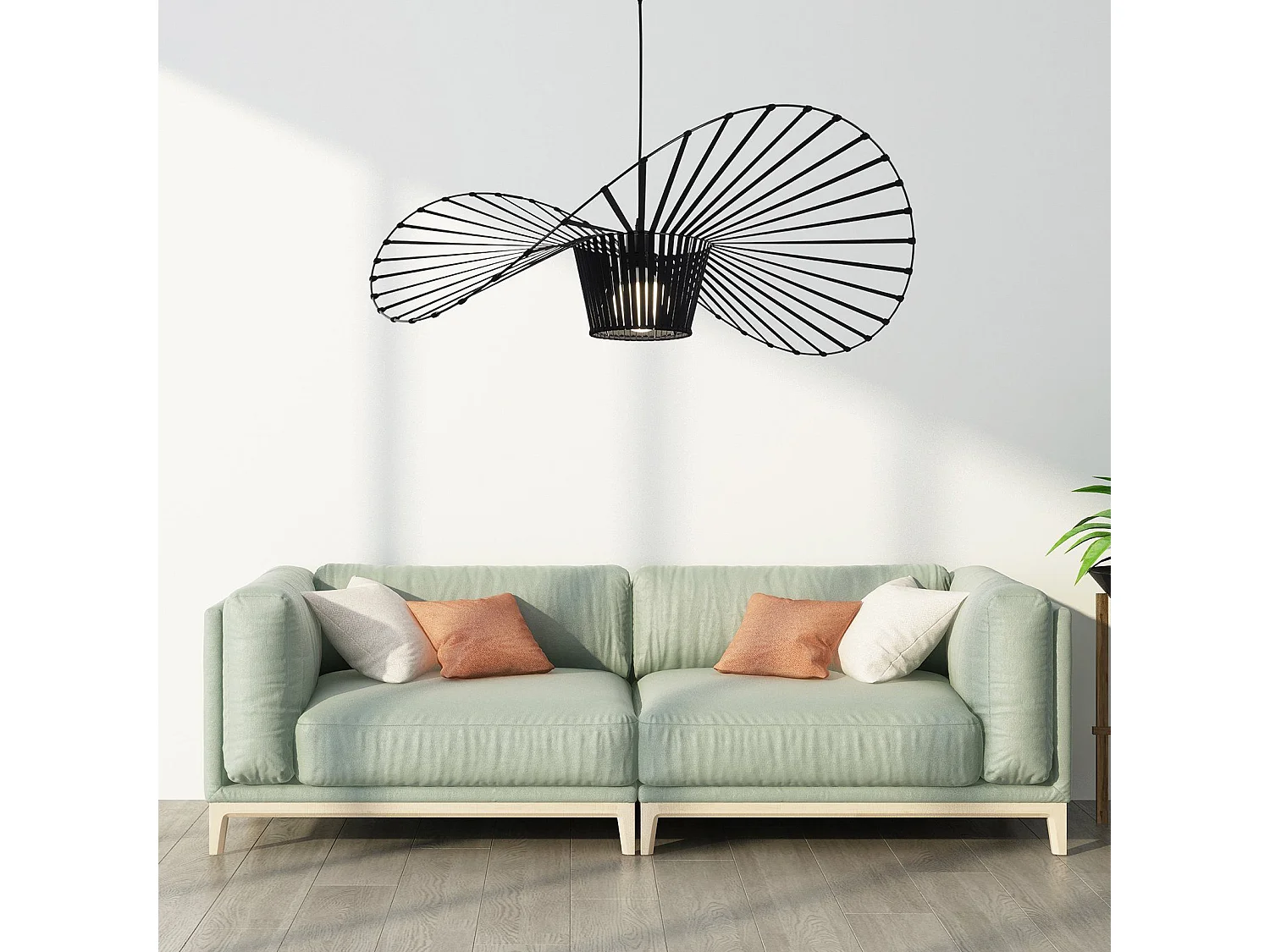 NETTLIFE Hanglamp - 100cm - Zwart - E27 fitting - Hoed Lampenkap Design - Eettafel Hanglamp - Modern Kroonluchter - Voor Woonkamer | Keuken | Eetkamer | Slaapkamer