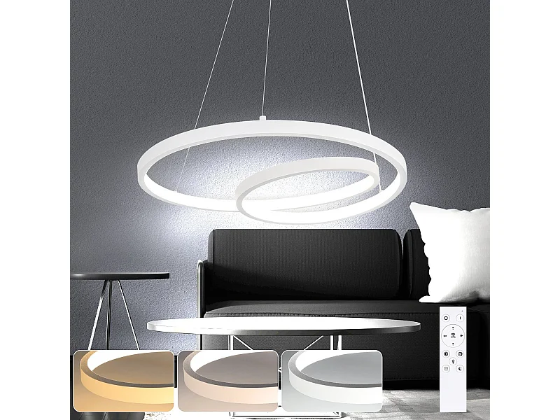 NETTLIFE Nowoczesna lampa wisząca LED żelazna 34W biała średnica 40cm z możliwością przyciemniania kreatywny projekt do salonu sypialnia kuchnia jadalnia