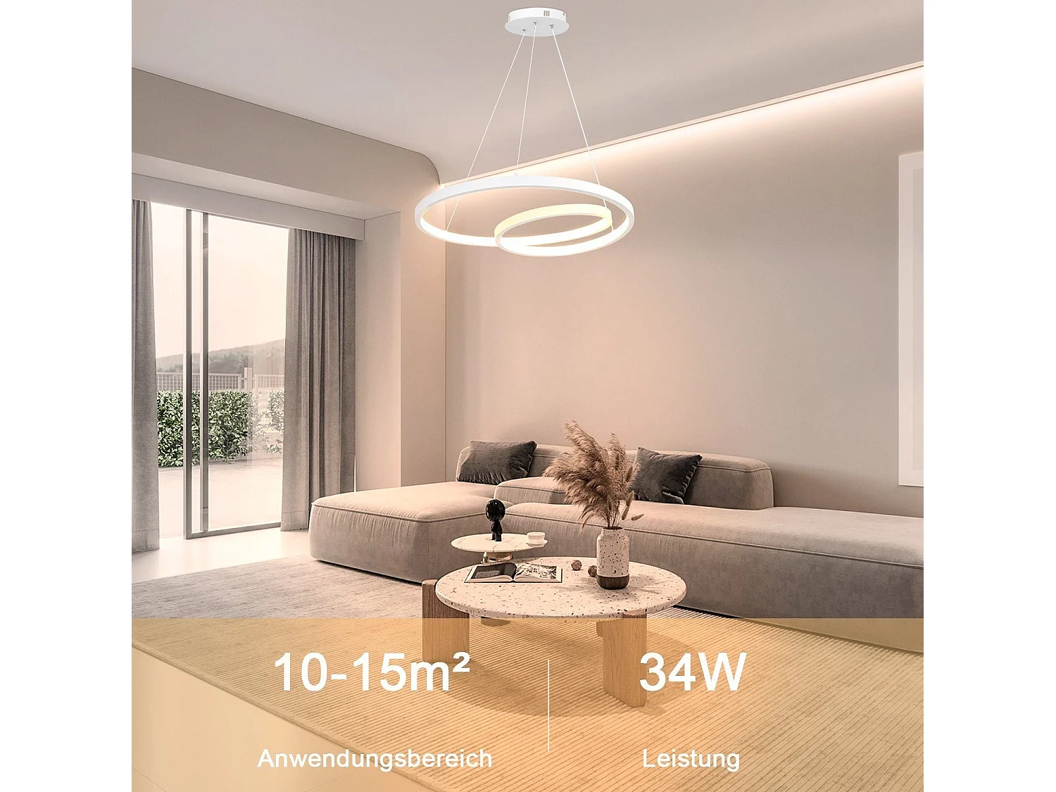 NETTLIFE Nowoczesna lampa wisząca LED żelazna 34W biała średnica 40cm z możliwością przyciemniania kreatywny projekt do salonu sypialnia kuchnia jadalnia