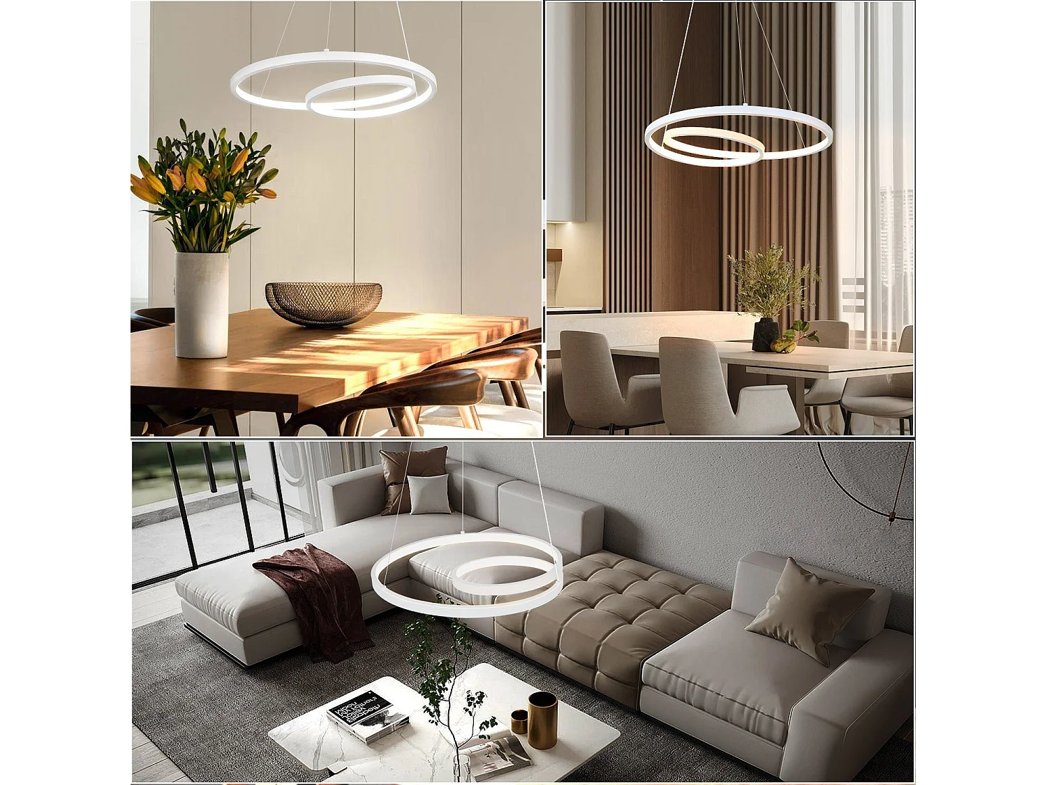 NETTLIFE Nowoczesna lampa wisząca LED żelazna 34W biała średnica 40cm z możliwością przyciemniania kreatywny projekt do salonu sypialnia kuchnia jadalnia