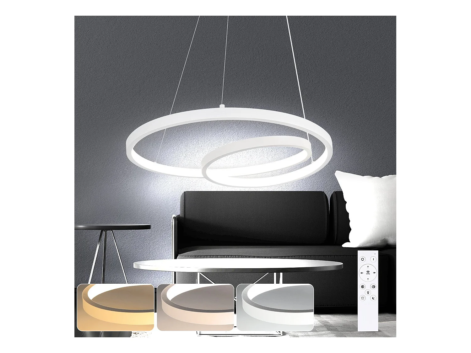 NETTLIFE Suspension LED Moderne Fer 34W Blanc Diam.40cm Dimmable Un design créatif pour Salon Chambre Cuisine Salle à manger