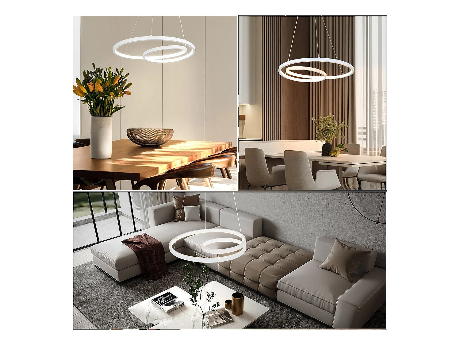 NETTLIFE LED Hanglamp - Moderne - Wit - 40CM - Dimbare - eetkamerlamp met afstandsbediening - voor woonkamer slaapkamer keuken