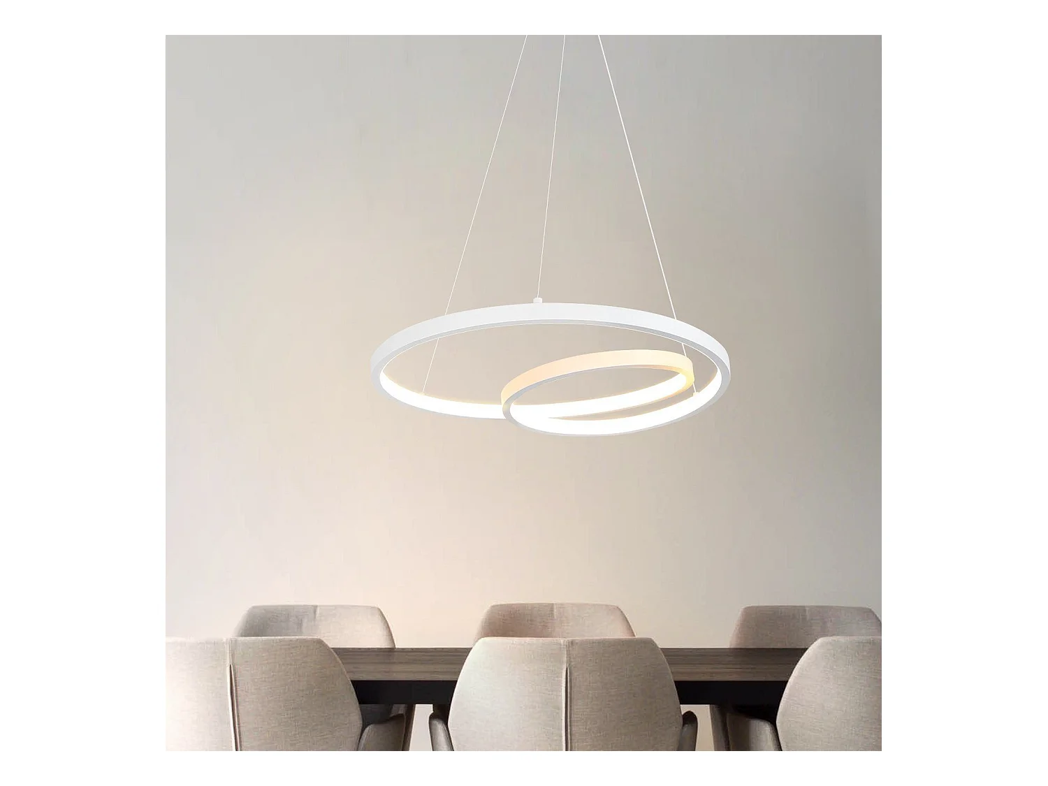 NETTLIFE LED Hanglamp - Moderne - Wit - 40CM - Dimbare - eetkamerlamp met afstandsbediening - voor woonkamer slaapkamer keuken