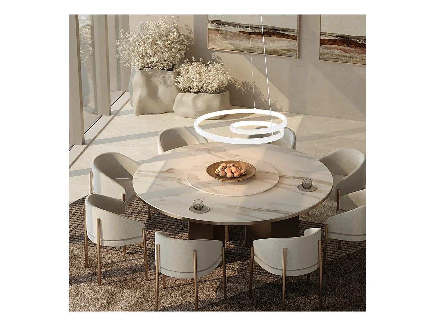 NETTLIFE LED Hanglamp - Moderne - Wit - 40CM - Dimbare - eetkamerlamp met afstandsbediening - voor woonkamer slaapkamer keuken