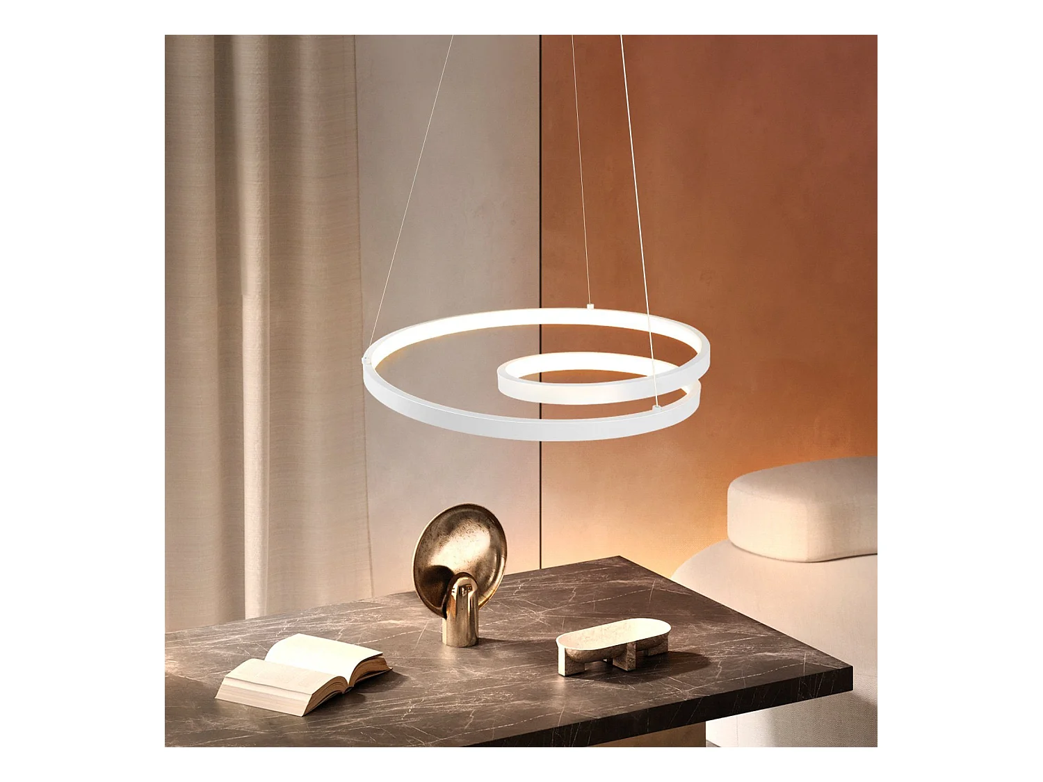 NETTLIFE LED Hanglamp - Moderne - Wit - 40CM - Dimbare - eetkamerlamp met afstandsbediening - voor woonkamer slaapkamer keuken
