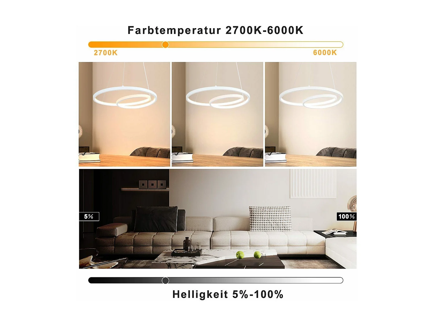NETTLIFE LED Hanglamp - Moderne - Wit - 40CM - Dimbare - eetkamerlamp met afstandsbediening - voor woonkamer slaapkamer keuken