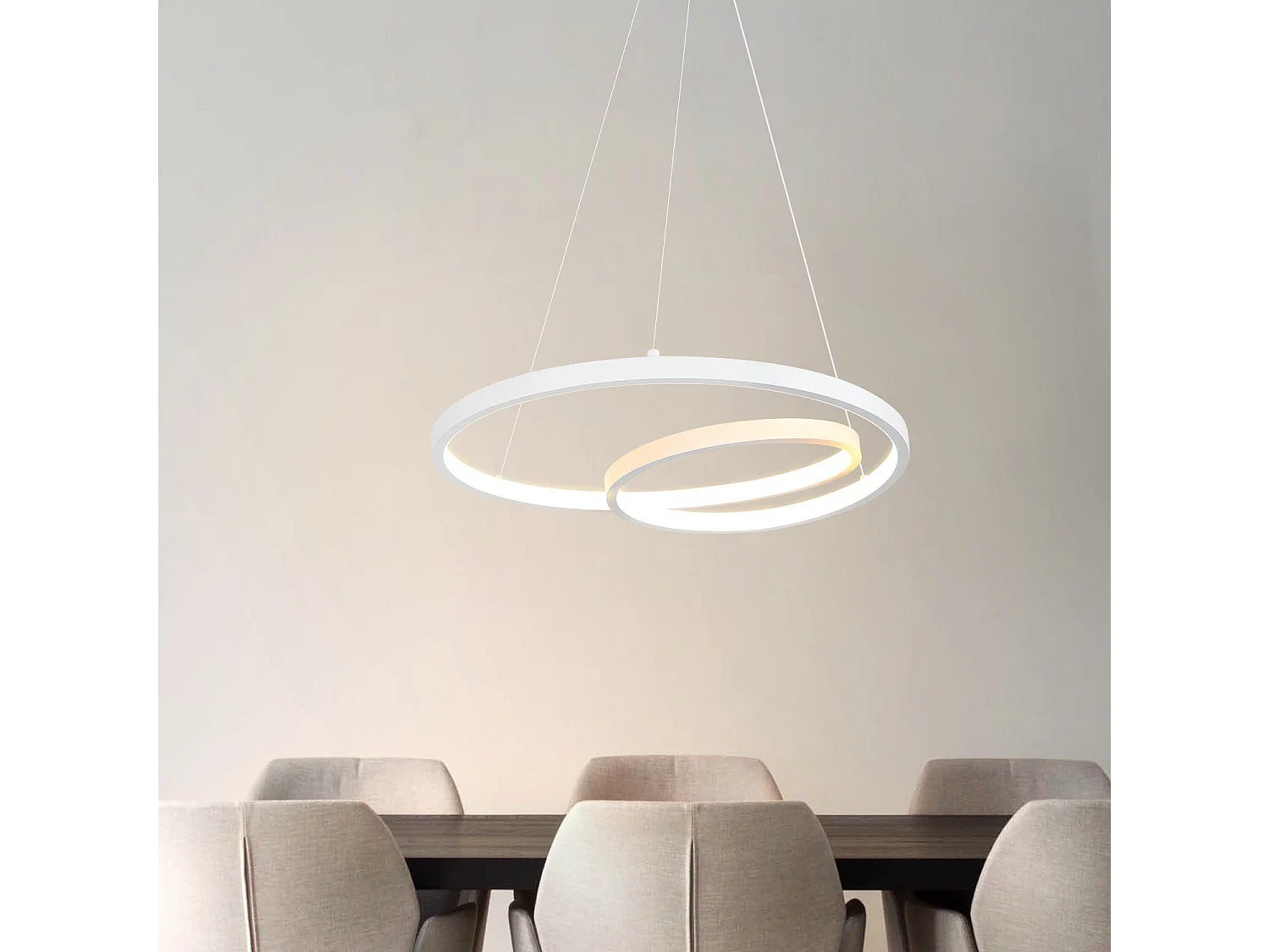 NETTLIFE Moderne LED-Pendelleuchte, Eisen, 34 W, Weiß, Durchmesser 40 cm, dimmbar. Ein kreatives Design für Wohnzimmer, Schlafzimmer, Küche, Esszimmer