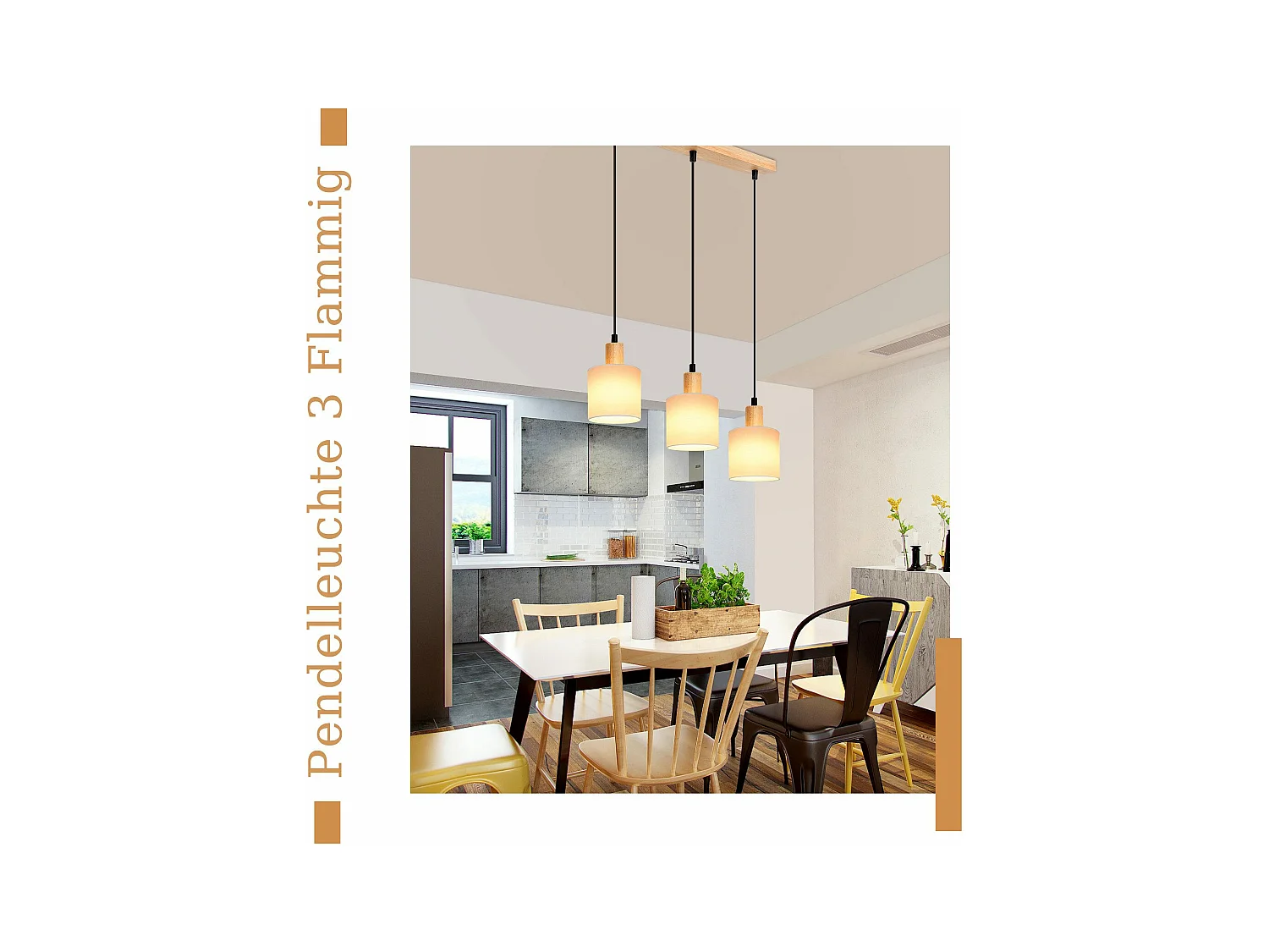 NETTLIFE Suspension bois blanc Diam.47 cm E14 vintage rustique abat-jour en tissu suspendu pour restaurant cuisine salon bureau
