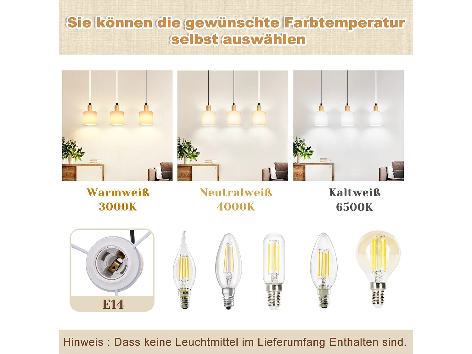 NETTLIFE Hanglamp - 3xE14 - hout Design - vintage eetkamerlamp - wit - stoffen kap = voor restaurant | keuken | woonkamer | studeerkamer