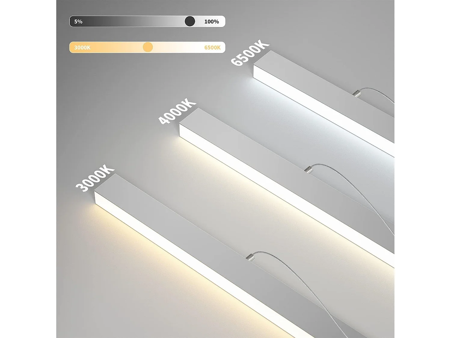 NETTLIFE Suspension LED Noir Diam.107CM Moderne 32W Dimmable Aluminium Hauteur Réglable avec Télécommande Long Linéaire pour Salle à Manger Bureau