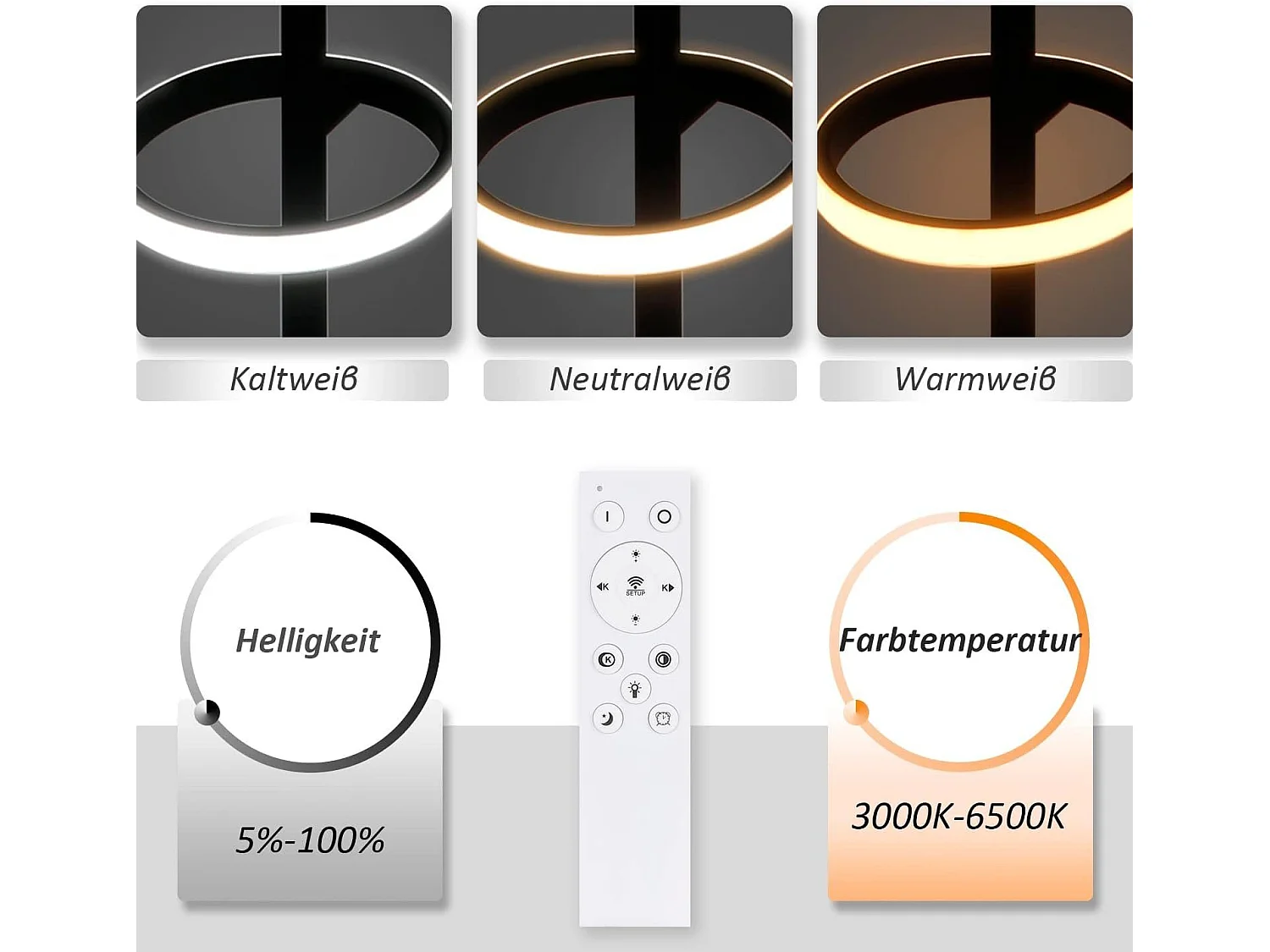 NETTLIFE Nowoczesna lampa wisząca LED Czarna średnica 106 cm Ściemnialna konstrukcja pierścienia z pilotem 42 W Metalowa regulowana wysokość do salonu