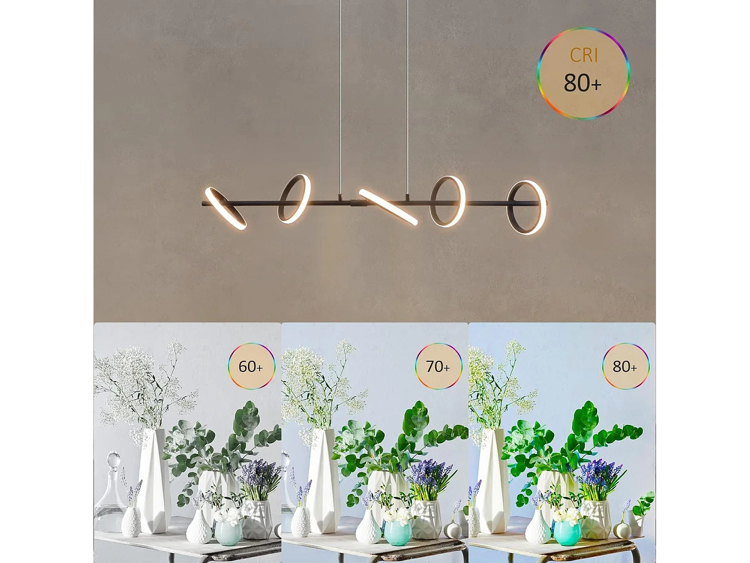 NETTLIFE Nowoczesna lampa wisząca LED Czarna średnica 106 cm Ściemnialna konstrukcja pierścienia z pilotem 42 W Metalowa regulowana wysokość do salonu