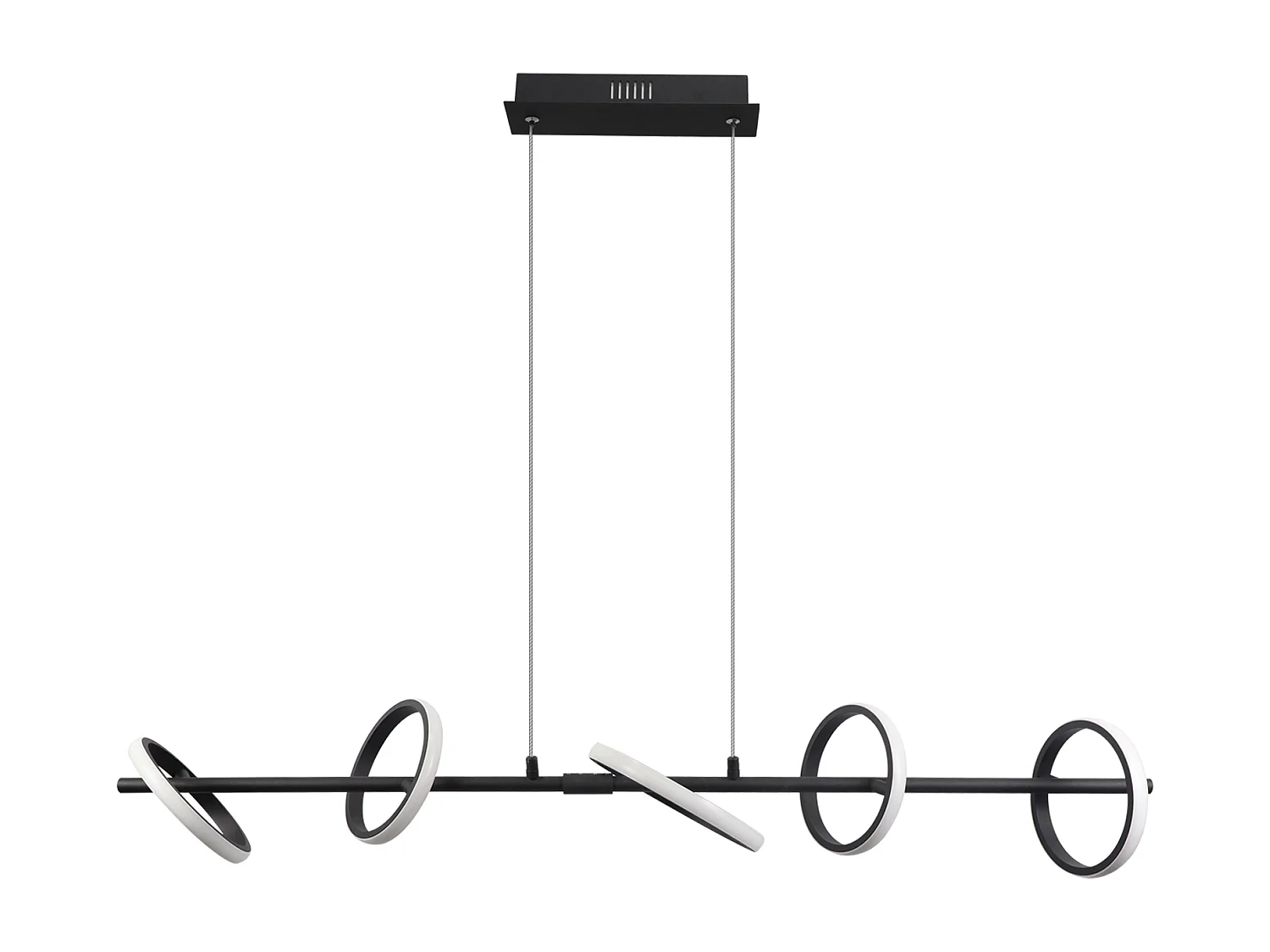 NETTLIFE Suspension LED Moderne Noir Diam.106CM Anneau Design Dimmable avec Télécommande 42W Métal Hauteur Réglable pour Salle à Manger Salon