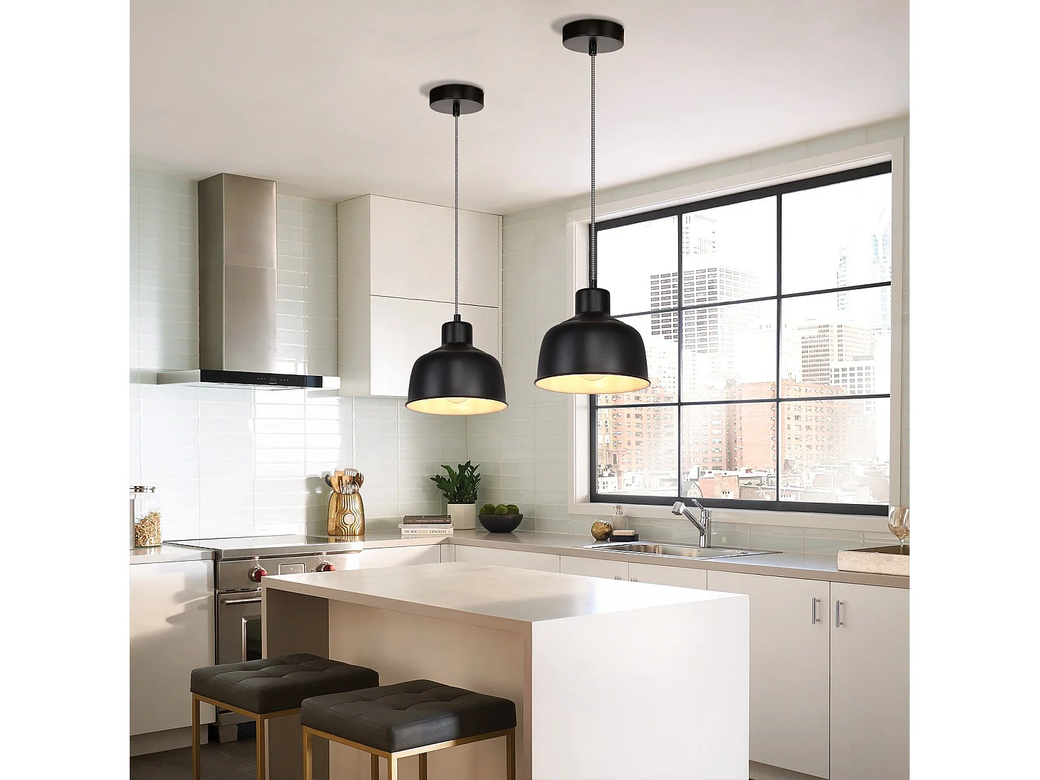 NETTLIFE Czarna metalowa lampa wisząca E27 średnica 170cm zabytkowa lampa stołowa przemysłowa 1 żarówka do salonu jadalnia sypialnia restauracja biuro