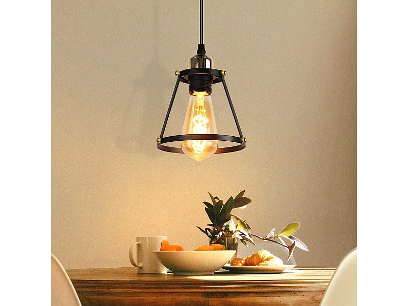 NETTLIFE Pendelleuchte E27 schwarz Diam.15cm Vintage Metall für Esszimmer Küche Wohnzimmer Restaurant 150cm
