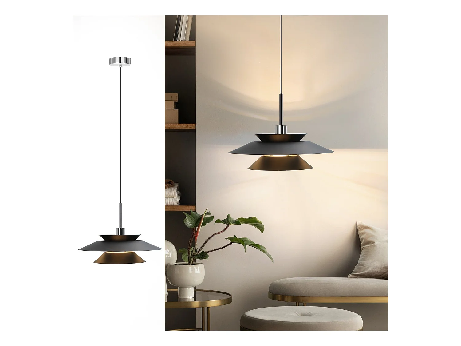 NETTLIFE Hanglamp - E14 fitting - zwart - Metaal - eettafel hanglamp - moderne eetkamerlamp voor keuken | hotel | hal - zonder lamp