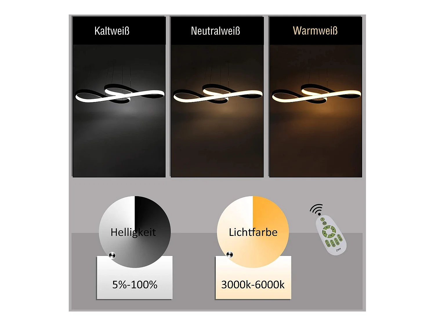 NETTLIFE Lámpara Colgante LED Silicona Negro Diam.75cm Regulable con Mando a Distancia Diseño Moderno para  Estudio Salón Cocina Oficina 47W