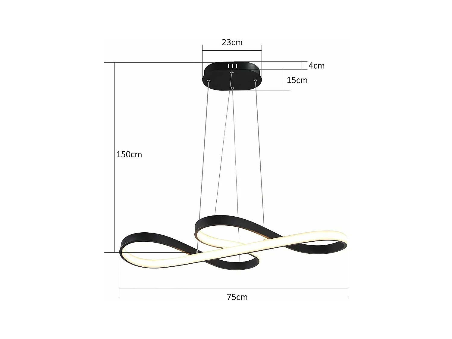 NETTLIFE Lámpara Colgante LED Silicona Negro Diam.75cm Regulable con Mando a Distancia Diseño Moderno para  Estudio Salón Cocina Oficina 47W