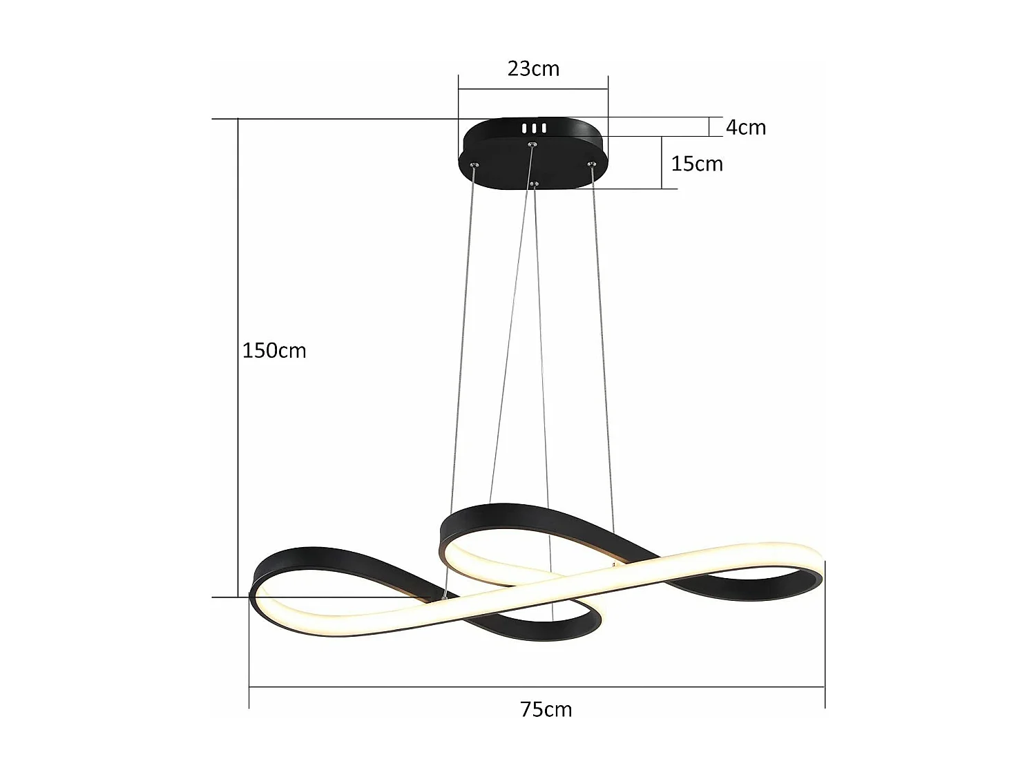 NETTLIFE Suspension LED Silicone Noir Diam.75cm Dimmable avec Télécommande Design Moderne pour Salle à Manger Étude Salon Cuisine Bureau 47W